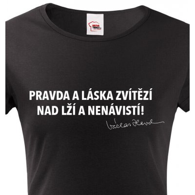 Bezvatriko.cz Dámské tričko s citátem Václava Havla – retro trička Černá – Zboží Mobilmania