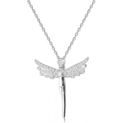 Šperky eshop Stříbrný postava anděla křídla vykládaná čirými zirkony S42.13 – Zboží Mobilmania