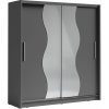 Šatní skříň Kondela s posuvnými dveřmi BIRGAMO TYP 1 tmavě šedý grafit 205 x 215 x 63 cm