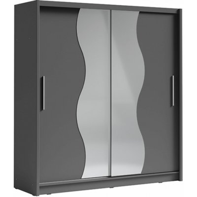 Kondela s posuvnými dveřmi BIRGAMO TYP 1 tmavě šedý grafit 205 x 215 x 63 cm – Zboží Mobilmania