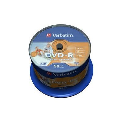 VERBATIM DVD-R(50-Pack)Spindle/Inkjet Printable Wide/16x/4.7GB - 43533