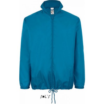 Sol's základní lehká větrovka kapucí v límci a kapsami na zip modrá azurová – Zboží Mobilmania