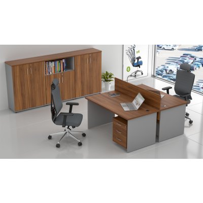 NABYTEK-DESIGNOVY.CZ - ZE 2.6 19 Sestava kancelářského nábytku Komfort 2.6 ořech/šedá – Zboží Dáma