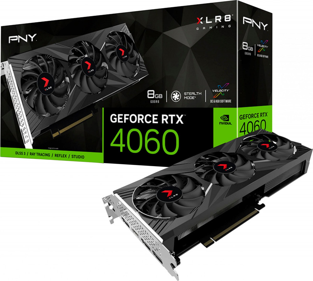 PNY GeForce RTX 4060 8GB XLR8 Gaming VERTO EPIC-X RGB Triple Fan DLSS 3 8GB GDDR6 VCG40608TFXXPB1