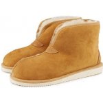 Vlnka dámské kožené kotníkové bačkory s ovčí vlnou Karin hnědá – Zboží Dáma