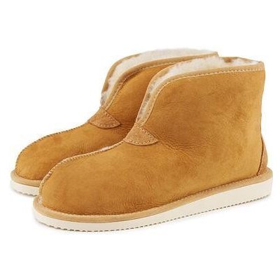 Vlnka dámské kožené kotníkové bačkory s ovčí vlnou Karin hnědá – Zboží Dáma