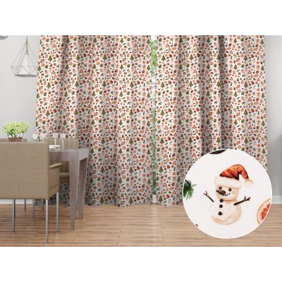 Biante Vánoční bavlněný závěs Sandra SA-516 Vánoční perníčky a ozdoby na bílém 150x190 cm – Hledejceny.cz