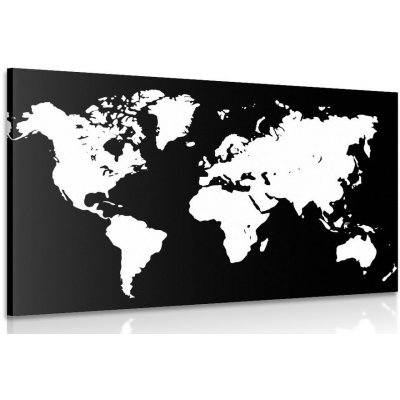 Obraz bílá mapa na černém pozadí - 120x80 cm – Zboží Mobilmania