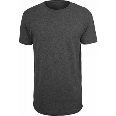 Extra dlouhé bavlněné triko Build Your Brand šedá uhlová melír BY028