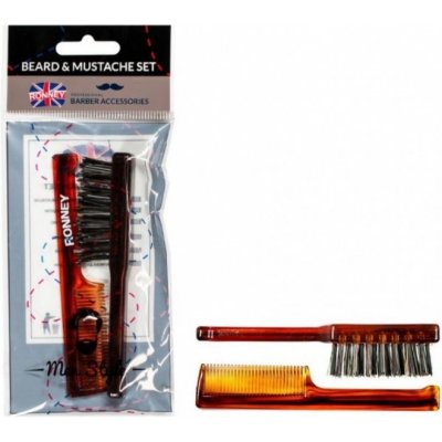 Ronney Barber Accessories hřebínek + kartáček na vousy hnědý – Sleviste.cz