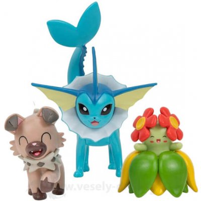 Jazwares Pokémon Battle Vaporeon Rockruff a Bellossom – Zboží Mobilmania