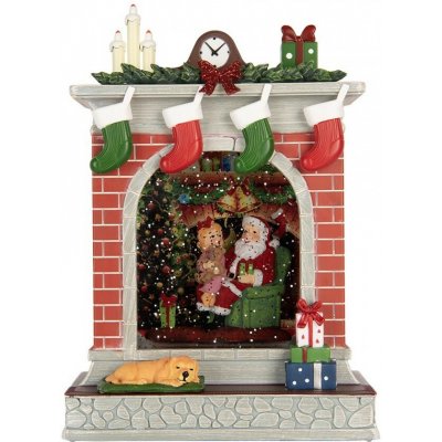 Kouzelná krbová římsa se Santou – hrací skříňka s LED - 18*10*25 cm / 3*AA/ USB - Clayre & Eef – Hledejceny.cz