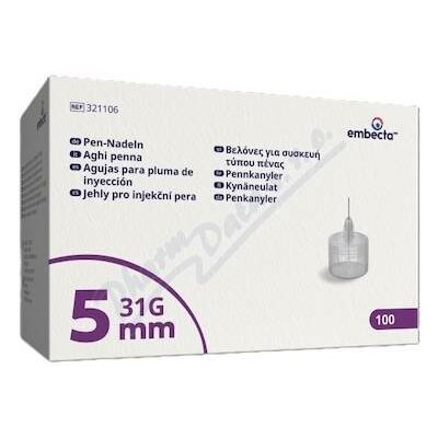 Embecta Jehly pro injekční pera 5 mm 31G 100 ks – Sleviste.cz