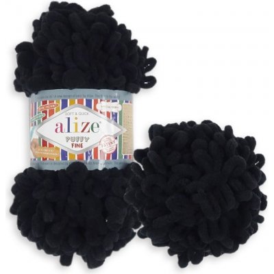 Alize Puffy Fine 60 černá – Zboží Dáma