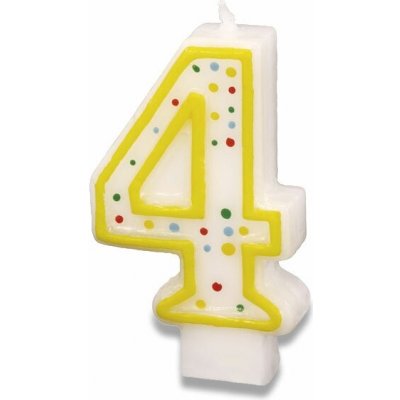 Amscan Narozeninová svíčka 7,3cm s puntíčky číslo 4 – Zboží Dáma