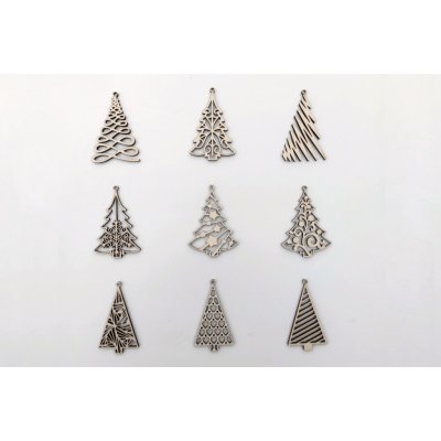 MAJADESIGN Dřevěné vánoční ozdoby sada TREE 9 ks Velikost ozdoby: 10 cm – Hledejceny.cz