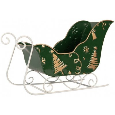 Vánoční dekorace zelené kovové sáně se stromky - 35*15*23 cm - Clayre & Eef – Hledejceny.cz