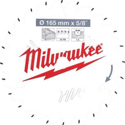 MILWAUKEE Kotouče pro okružní pily CSB P W 165 x 5/8 x 1,6 x 24ATB 1 ks 4932471311 – Zboží Dáma