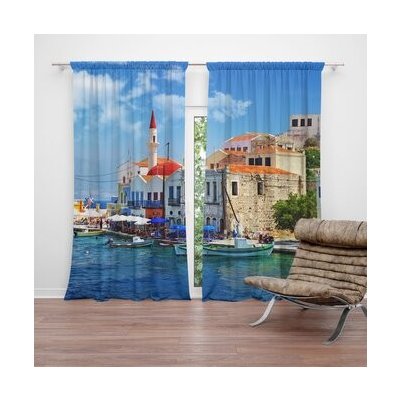 Sablio Závěs Domky na pobřeží: 2ks 140x250cm – Hledejceny.cz
