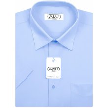 AMJ pánská jednobarevná košile krátký rukáv JK046 azurová
