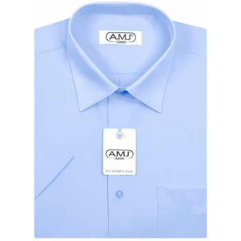 AMJ pánská jednobarevná košile dlouhý rukáv JD046 azurová