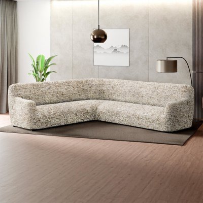 GA.I.CO bielastický potah na rohovou sedačku Gloria béžový 350 - 530 cm – Sleviste.cz