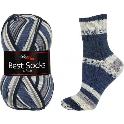 Vlna-hep Příze Best Socks 6-fach - ponožková - vlna Best Socks 6-fach: 6-fach - melír 7380