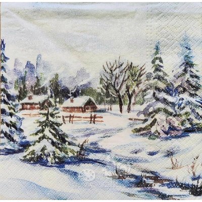 Ubrousek na decoupage vzor 338 zima domečky krajina – Hledejceny.cz