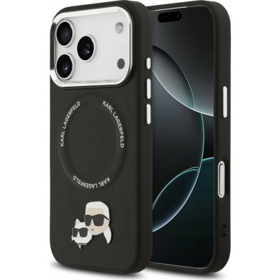 Karl Lagerfeld PU Karl and Choupette Heads Pins MagSafe Zadní Kryt pro iPhone 17 Pro Max Black – Zbozi.Blesk.cz