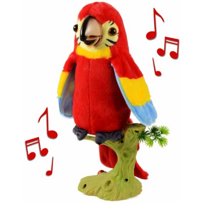 FunPlay 155658 Mluvící papoušek se stojanem 23 cm červený – Zboží Mobilmania