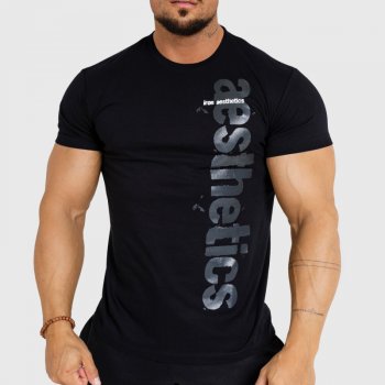 Pánské fitness tričko Iron Aesthetics Cross černé Čierna