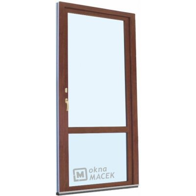 Kömmerling balkonové dveře 70 AD OS s příčkou levé ořech/ořech 80 x 210 cm oboustranná klika + FAB + hliníkový práh – Hledejceny.cz