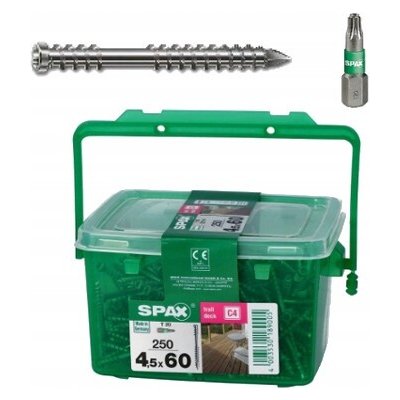 Vruty do terasových prken Spax C4 4,5 x 60 mm 250 kusů stříbrné – Hledejceny.cz