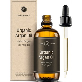 WoldoHealth Arganový olej 100% bio z Maroka lisovaný za studena vegan sérum s arganovým olejem proti stárnutí péče o obličej a tělový olej 100 ml