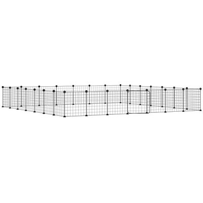 Shumee 28panelová ohrádka pro zvířata s dvířky černá 35 × 35 cm ocel 3114020 – Zboží Mobilmania