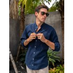TallGuys pánská prodloužená lněná košile 2.0 dlouhý rukáv slim navy – Hledejceny.cz