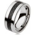 Šperky eshop Wolframový prsten stříbrné s černým středovým pásem mřížka AB33.18 – Sleviste.cz