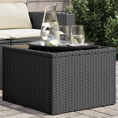 OMAXI 333543 Zahradní stolek se skleněnou deskou černý 55x55x37 cm polyratan – Hledejceny.cz