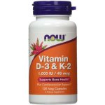 NOW Foods Vitamin D3 & K2 1000 IU/45 ug 120 kapslí – Hledejceny.cz