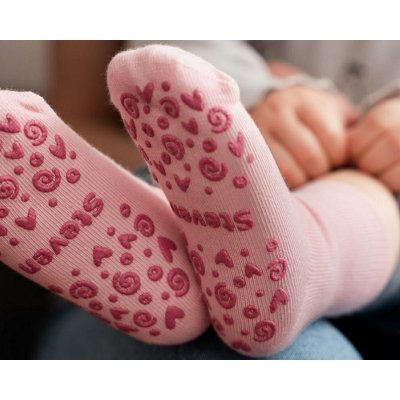 Dětské protiskluzové ponožky světle růžová