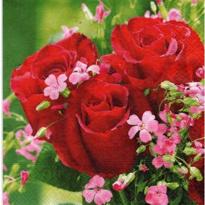 Ubrousek 33x33cm Rudé růže – Zboží Mobilmania