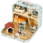 ECOTOYS EF4172 Dvoupatrový zvířecí obchod v kufříku, dřevěná sada, 23 doplňků – Hledejceny.cz