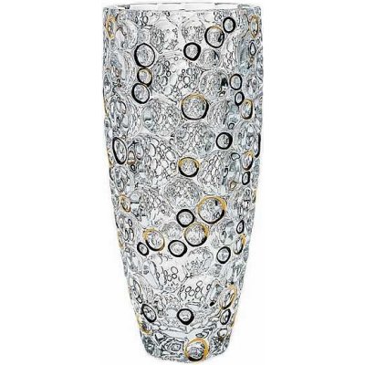 Bohemia Jihlava Váza LISBOA black and gold lister 350 mm – Hledejceny.cz