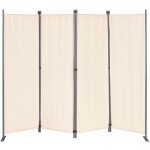 MultiGarden AW-022/4TLG Skládací zahradní a pokojový paraván 4dílný 167 × 216 cm béžový – Sleviste.cz