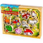 Teddies Provlékačka dřevěná Moje první zvířátka 12 dílků v krabičce 24 6x19x3 8cm MPZ – Hledejceny.cz