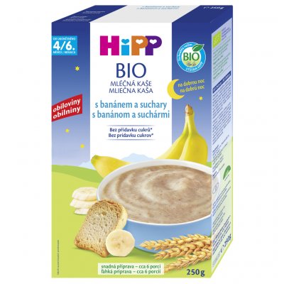 Hipp Mléčná kaše na dobrou noc s banánem a suchary 450 g – Zboží Dáma