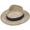 Klobouk Fiebig since 1903 Slaměný klobouk z mořské trávy s dvoubarevnou modrou stuhou Fedora