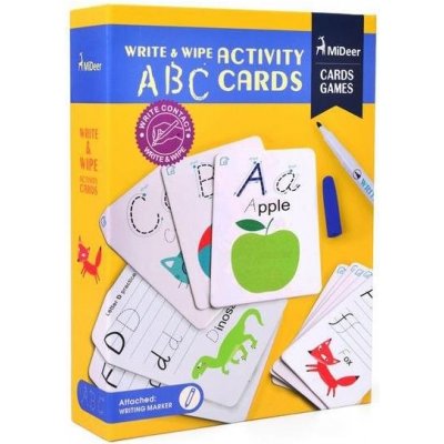 Mideer Vzdělávací hračka smývatelné kartičky s fixou anglická abeceda