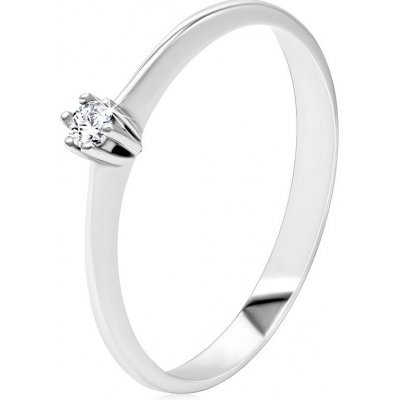 Šperky Eshop Briliantový prsten z bílého zlata tenká hladká ramena čirý diamant v kulaté stopce S3BT509 – Zboží Mobilmania