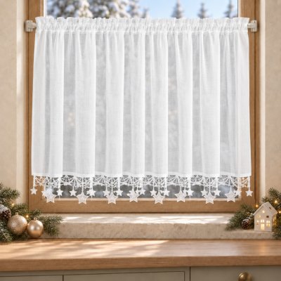 Vánoční dekorační krátká vitrážová záclona do kuchyně STARS 150x90 cm MyBestHome – Hledejceny.cz